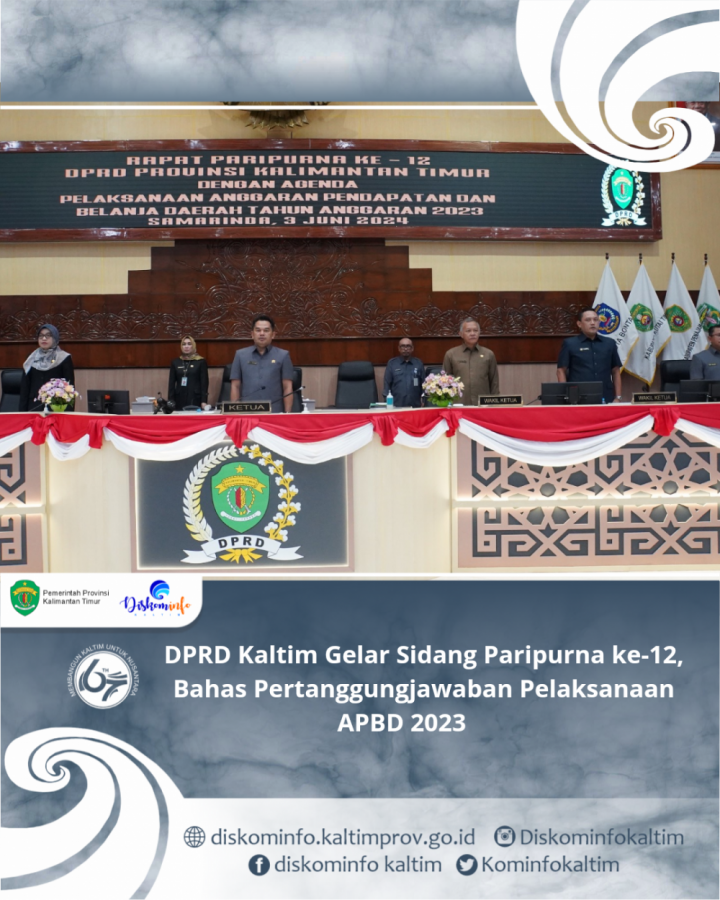 DPRD Kaltim Gelar Sidang Paripurna ke-12, Bahas Pertanggungjawaban Pelaksanaan APBD 2023