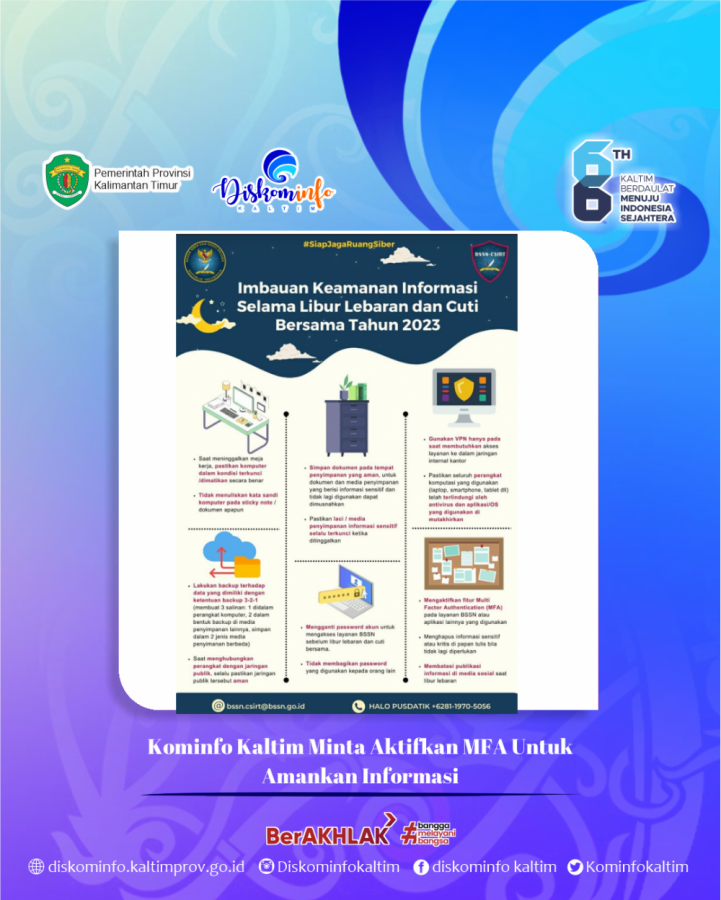 Kominfo Kaltim Minta Aktifkan MFA Untuk Amankan Informasi