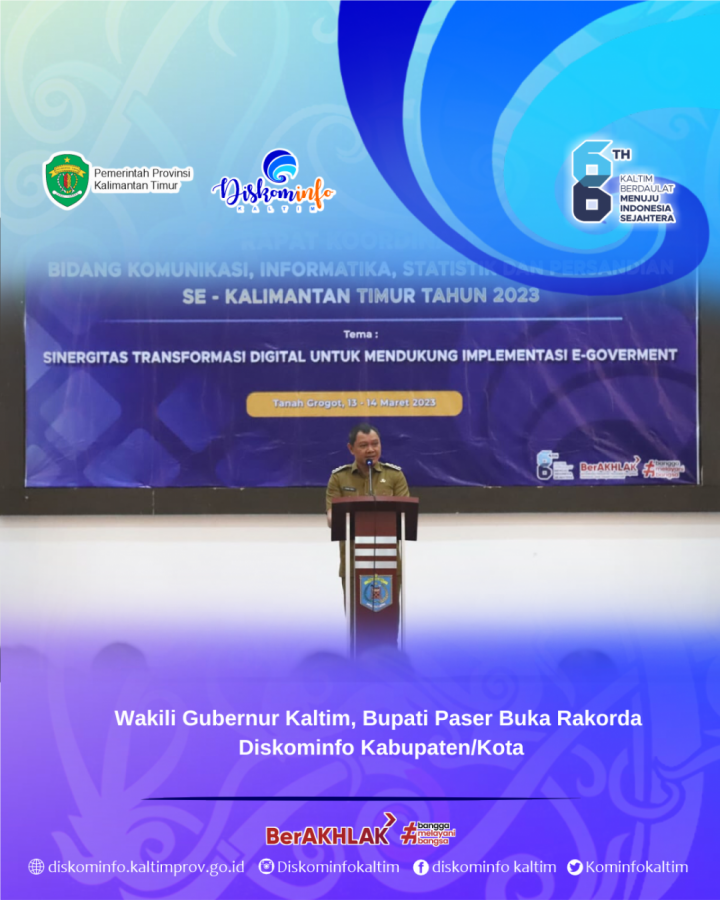 Wakili Gubernur Kaltim, Bupati Paser Buka Rakorda Diskominfo Kabupaten/Kota 