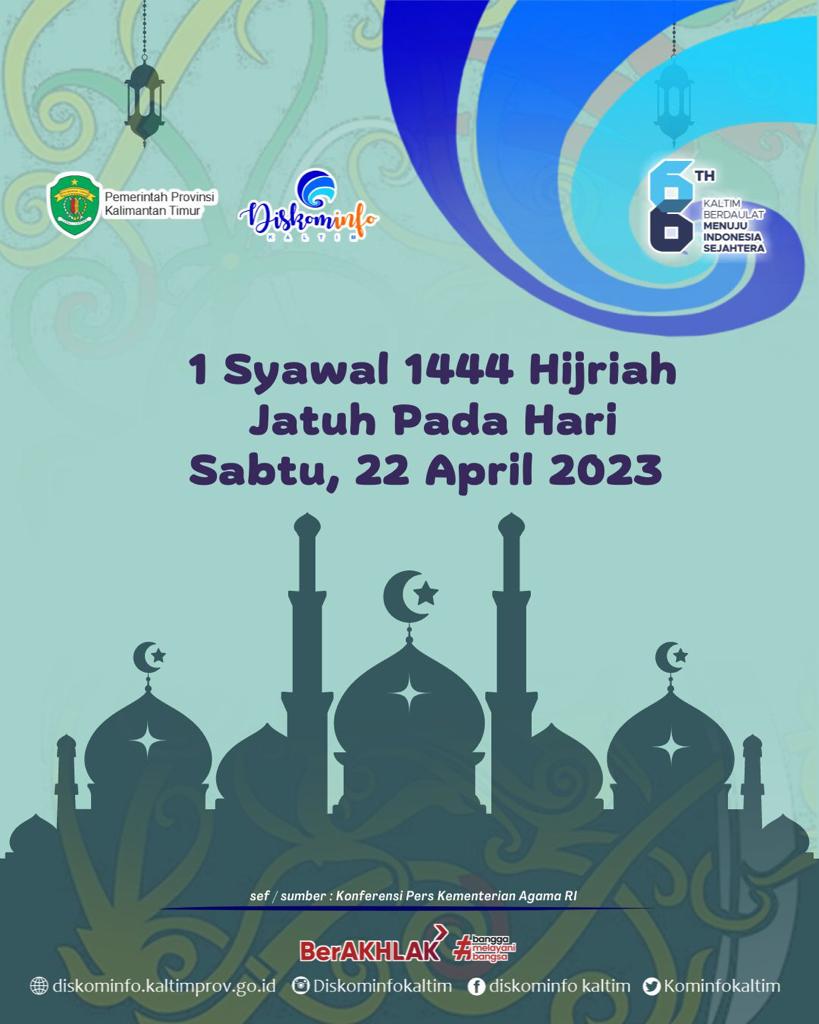 Kementerian Agama (Kemenag RI) menetapkan Hari Raya Idulfitri atau 1 Syawal 1444 Hijriah di Indonesia pada Sabtu 22 April 2023.