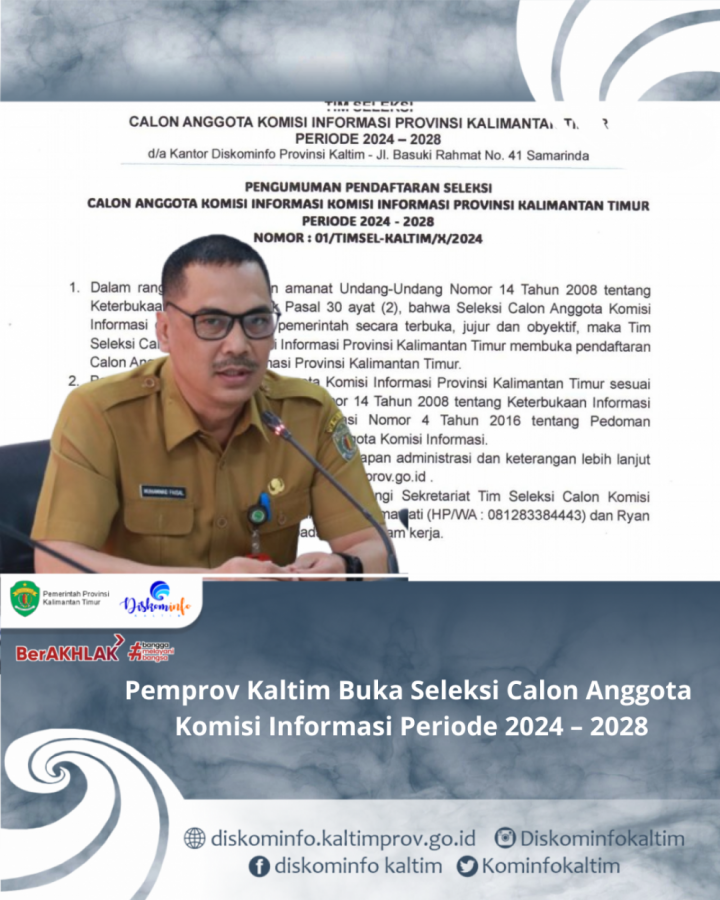 Pemprov Kaltim Buka Seleksi Calon Anggota Komisi Informasi Periode 2024 – 2028