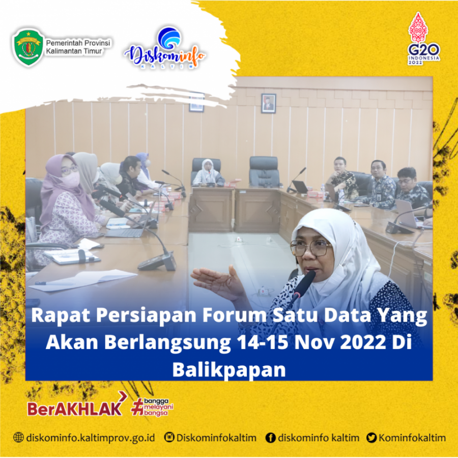 Rapat Persiapan Forum Satu Data Yang Akan Berlangsung 14-15 Nov 2022 Di Balikpapan
