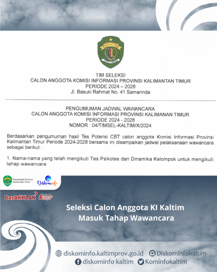 Seleksi Calon Anggota KI Kaltim Masuk Tahap Wawancara