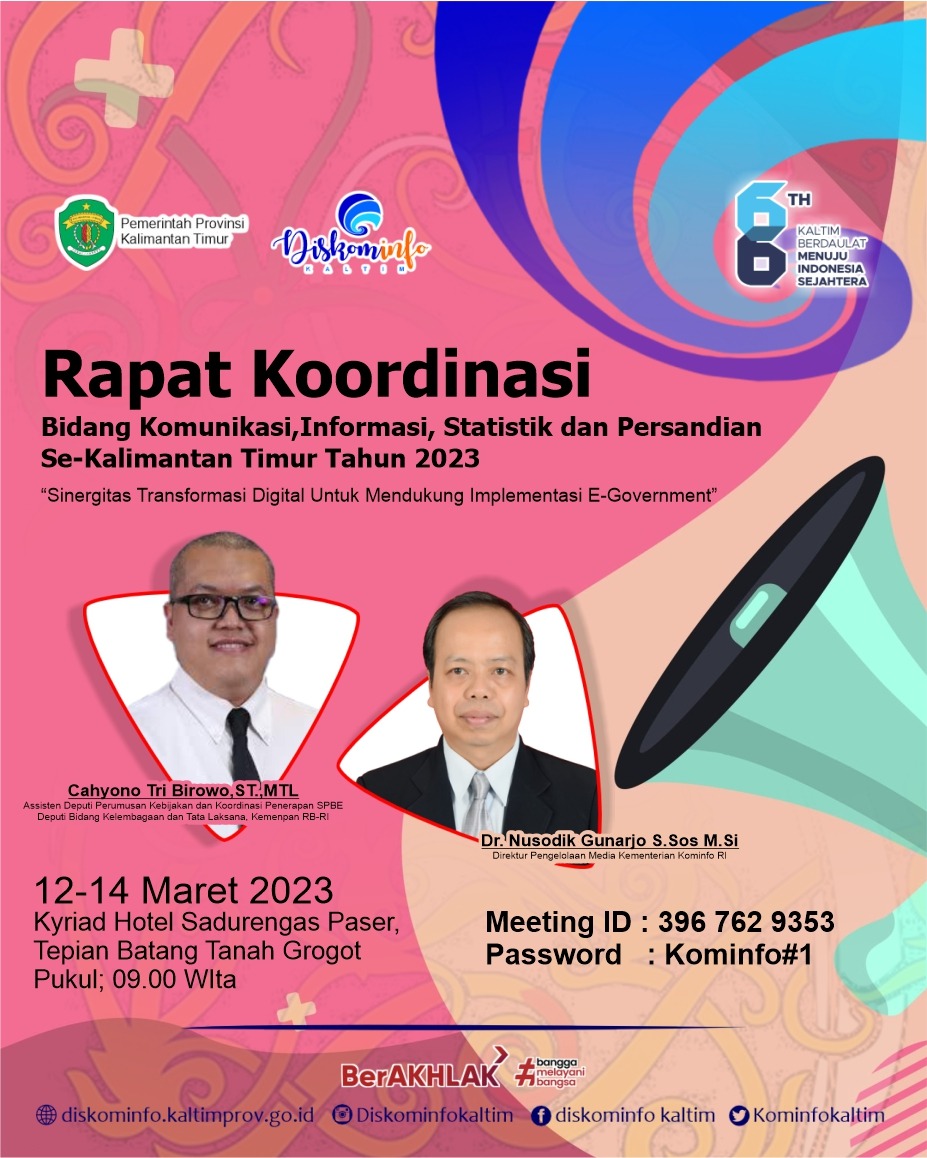 Rapat Koordinasi Bidang Komunikasi,Informasi, Statistik dan Persandian Se-Kalimantan Timur Tahun 2023