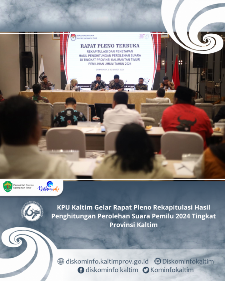 KPU Kaltim Gelar Rapat Pleno Rekapitulasi Hasil Penghitungan Perolehan Suara Pemilu 2024 Tingkat Provinsi Kaltim