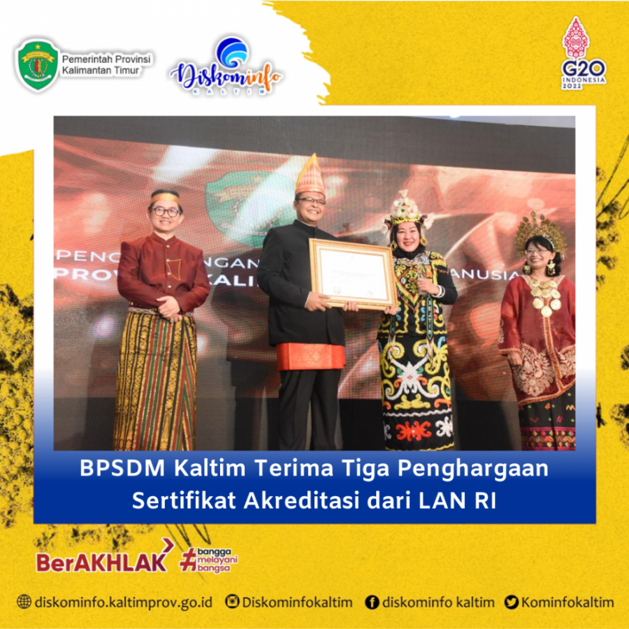 BPSDM Kaltim Terima Tiga Penghargaan Sertifikat Akreditasi dari LAN RI