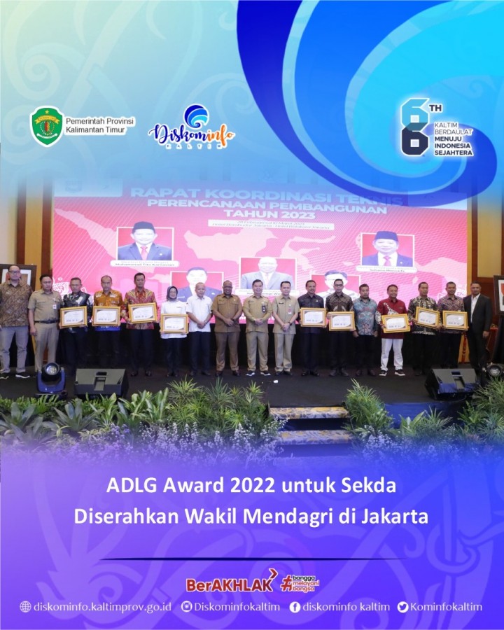 ADLG Award 2022 untuk Sekda Diserahkan Wakil Mendagri di Jakarta