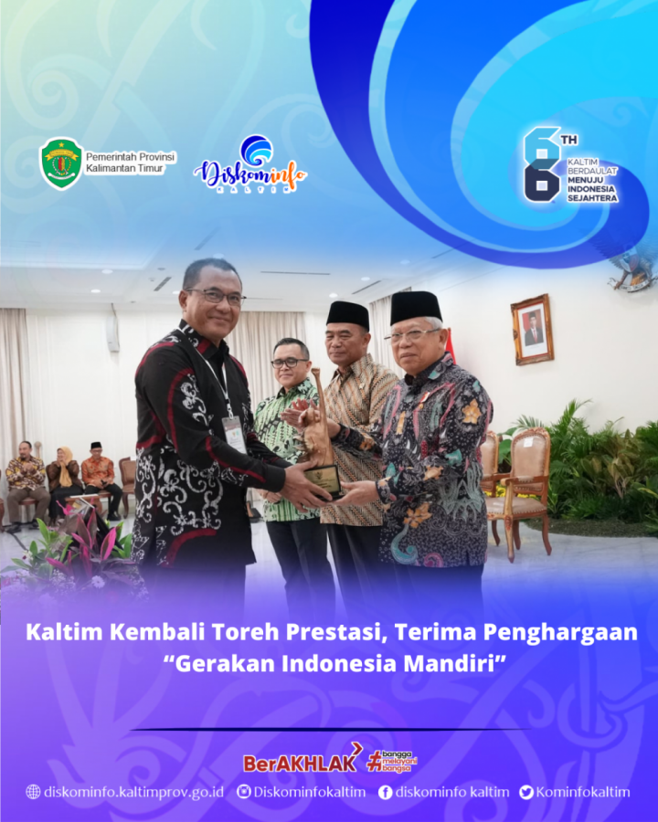 Kaltim Kembali Toreh Prestasi, Terima Penghargaan “Gerakan Indonesia Mandiri”