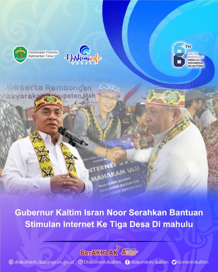 Gubernur Kaltim Isran Noor Serahkan Bantuan Stimulan Internet Ke Tiga Desa Di mahulu